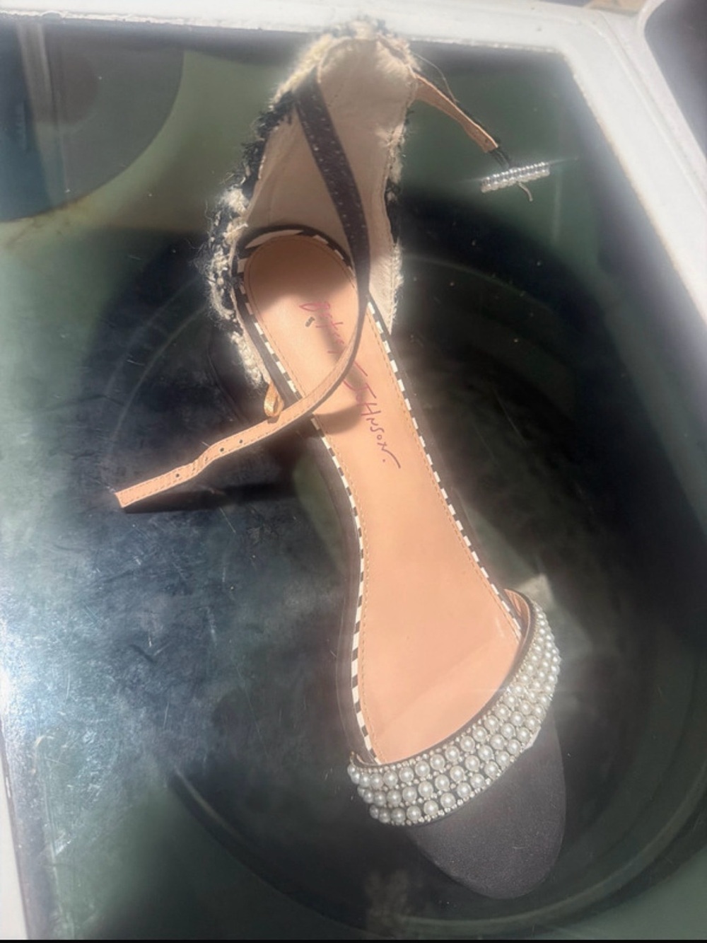 Betsey Johnson Black Pearl-Embellished Sandals - Picture 2 of 4